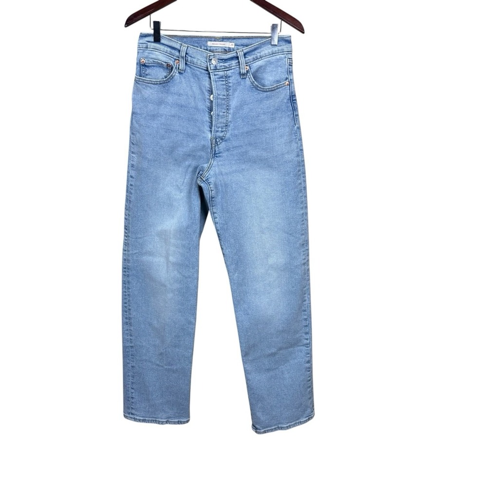 Levi's Ribcage Straight Ankle Jeans Womens 29 High Rise Whiskering Stretch